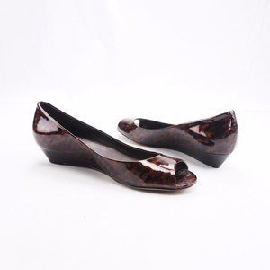 Cole Hann Nike Air Sole Leopard Patent Leather Low-Heel Wedge
